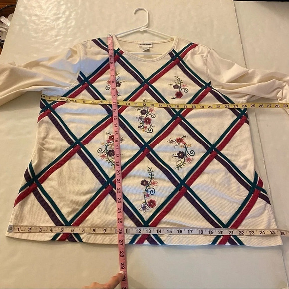 Vintage 90s Granny Top Sweatshirt Tunic Shirt Womens XL Embroidered Floral - Picture 10 of 14